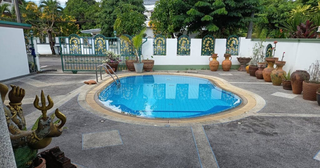 Private swimming pool with wide deck area at Phuket Pool Villa
